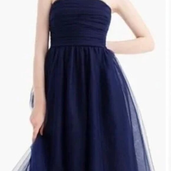 J. Crew Tulle Pleated Dress - Navy - Picture 8 of 8